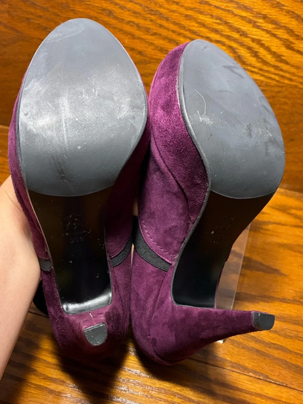 Gastone Lucioli ITALY MADE Criss Cross Strap Platform Heels Purple Suede EU 39.5